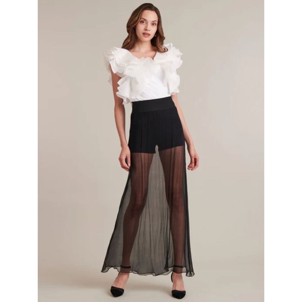 Anne Fontaine Natalena Women's 42 US 10 White Silk Ruffle Top Avant Garde Glam
